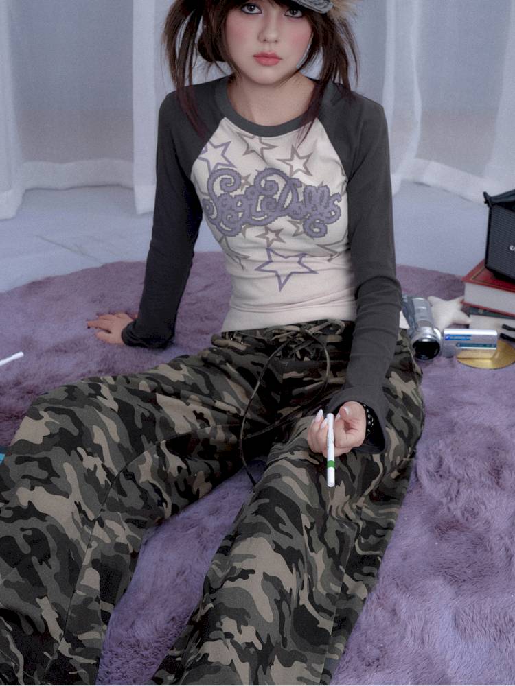 Street cool double waist camo pants【s0000014373】