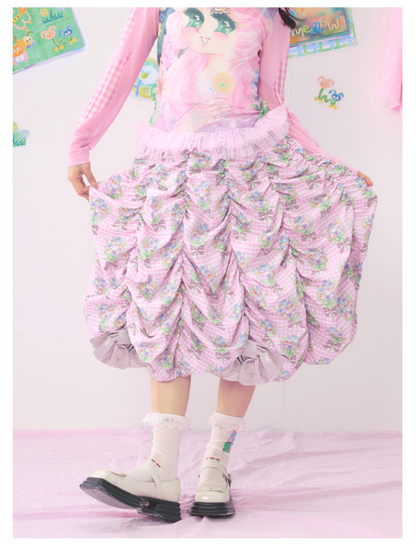 Multi Layered Pleated Metallic Bow Puffy Half Skirt【s0000009546】