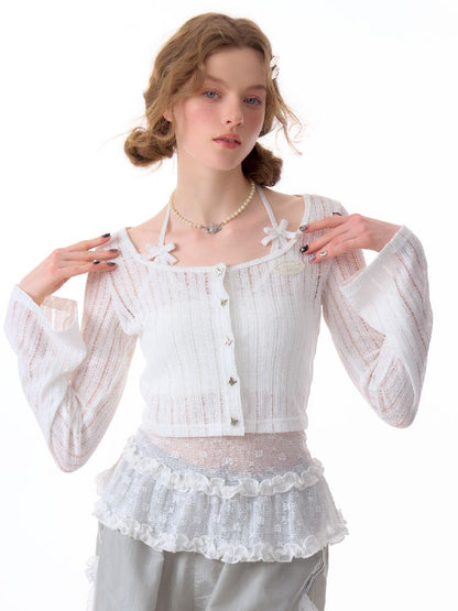 Short White Hollow Thin Jacket【s0000011679】