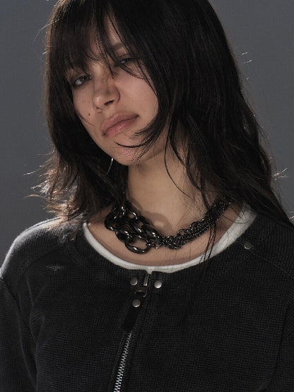 Waffle Washed Distressed Sweatshirt【s0000016233】