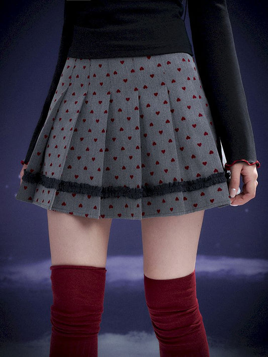 Flocked Sweetheart Pleated Skirt【s0000011658】