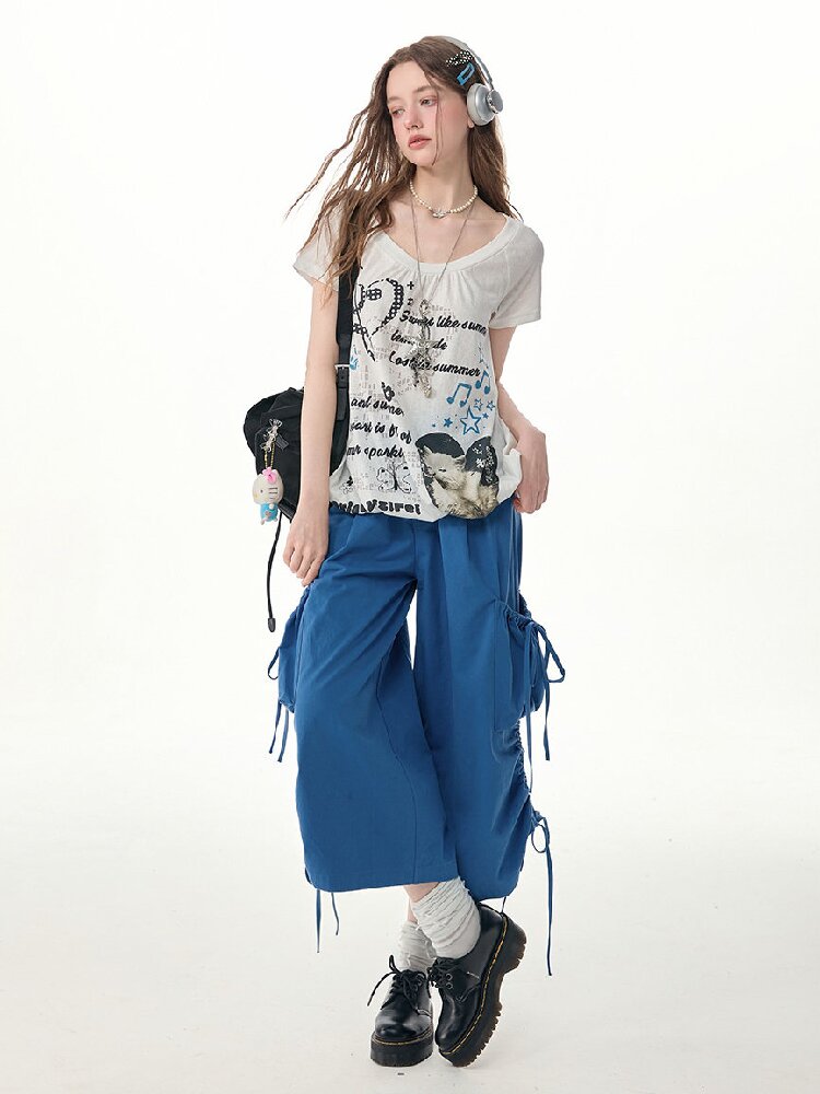 Lazy Summer Drawstring Casual Pants【s0000017263】