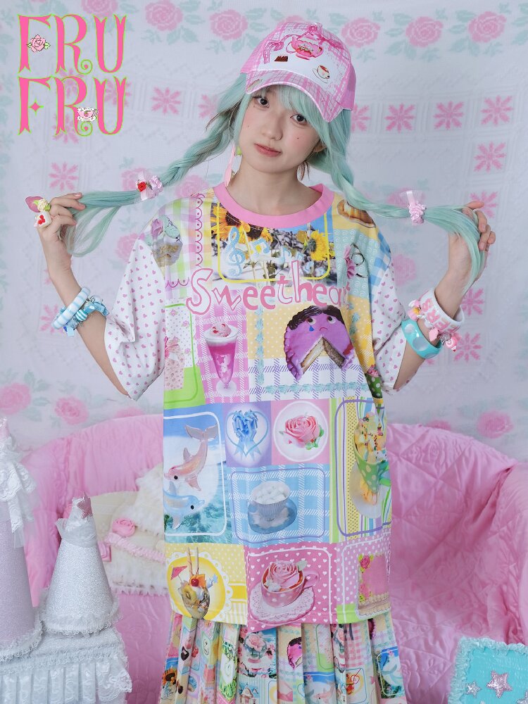 Cake Dessert Printed Loose T Shirt【s0000017455】