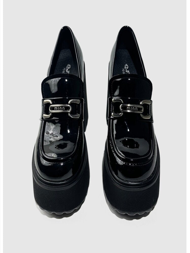 Glossy Patent Leather Buckle Loafers【s0000015715】