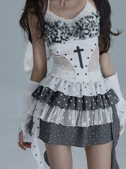 Star Polka Dot Light Cake Skirt【s0000016714】