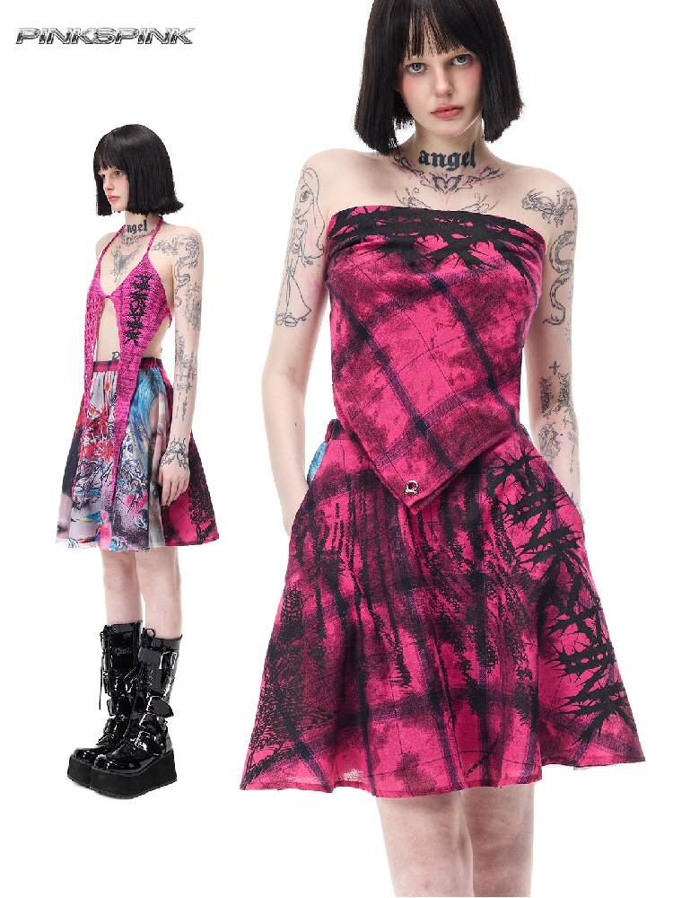Portrait Patchwork Plaid Mini Skirt【s0000017726】