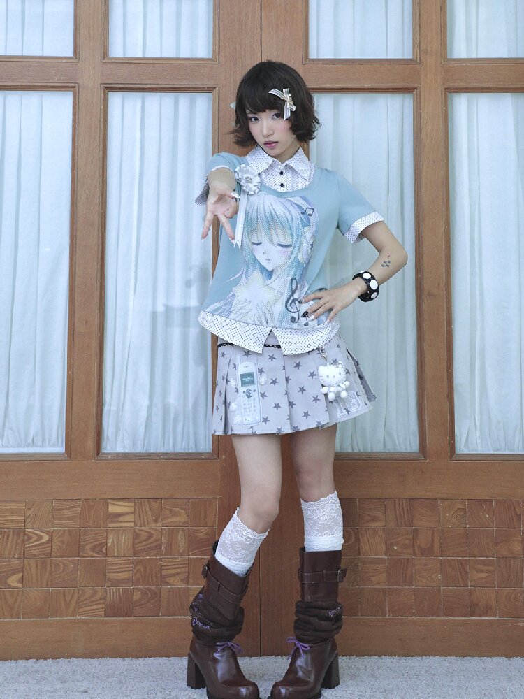 Comic Girl Fake Polka Dot Shirt【s0000016550】