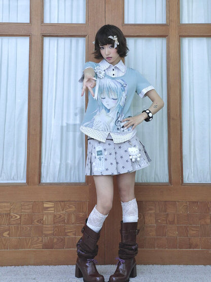 Comic Girl Fake Polka Dot Shirt【s0000016550】