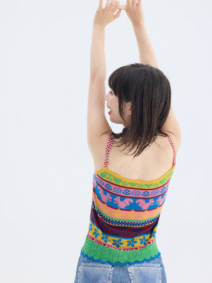 Fair Isle Knitted Suspender Dress【s0000017692】