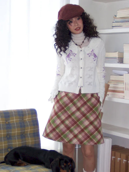 College-Style Casual Wool Plaid A-Line Skirt【s0000013983】