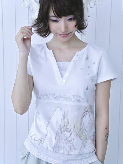 Dreamcore Angel Silver Fake T-Shirt【s0000016544】