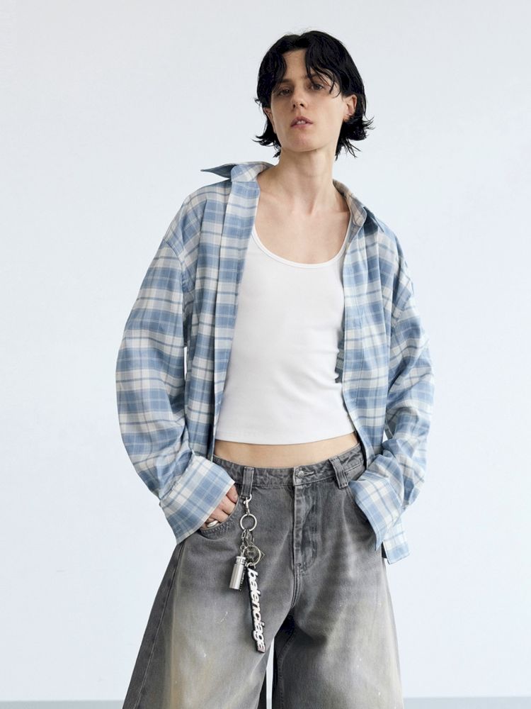 Plaid thin long-sleeved shirt【s0000013202】