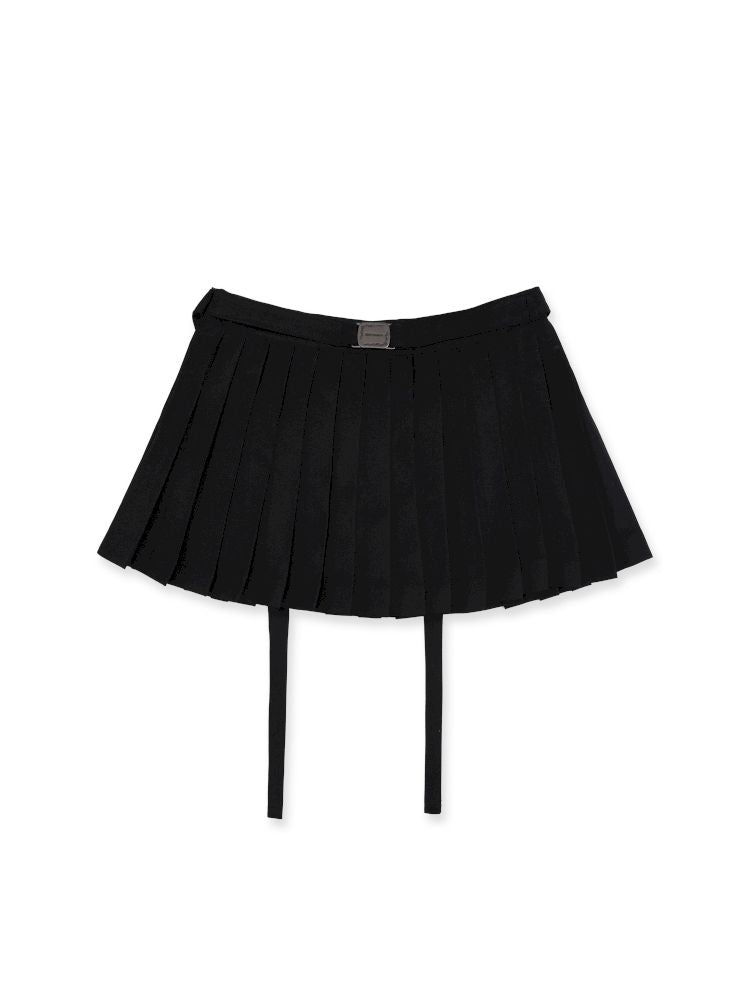 Square Buckle Adjustable Tie Bow Pleated Skirt【s0000012533】