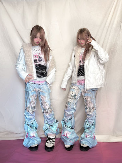 Graffiti Pleated Hottie Low Rise Pants【s0000011946】