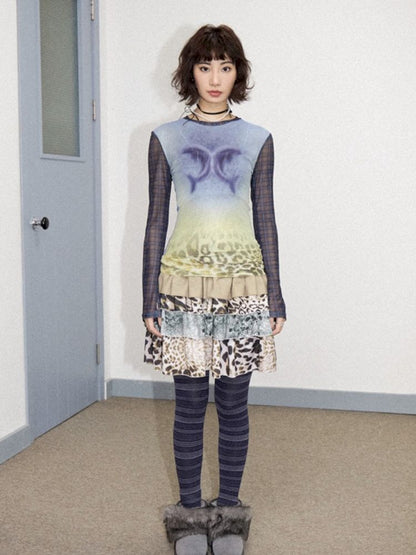 Printed splicing bustier cake skirt【s0000012271】
