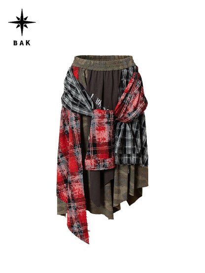 Camouflage Plaid Spliced Skirt【s0000016687】