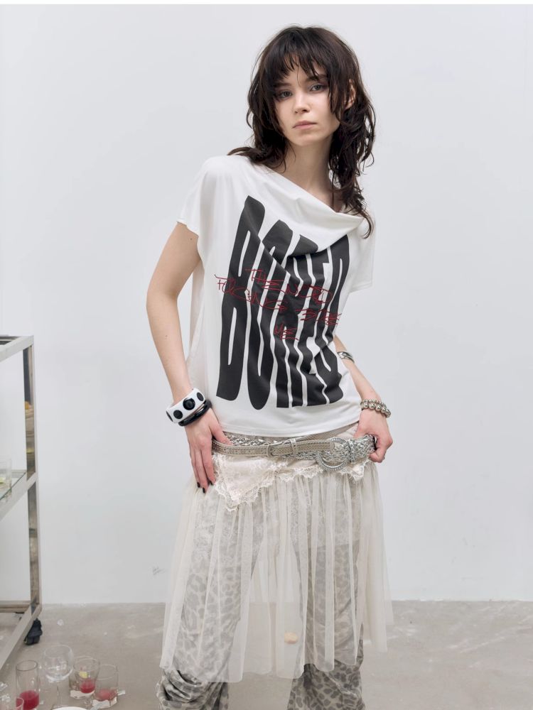 Printed and embroidered Irregular T-shirt【s0000012414】