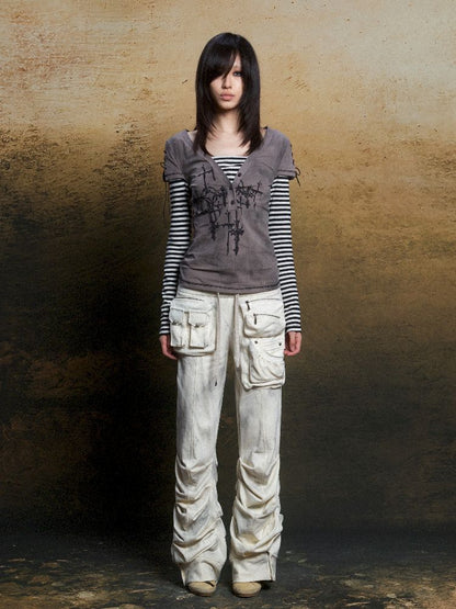 토템 크로스 인쇄 긴 슬리브 티셔츠 [S0000011819]