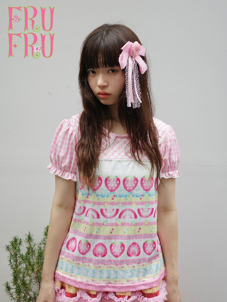 Strawberry Lime Print Loose T-Shirt【s0000017765】