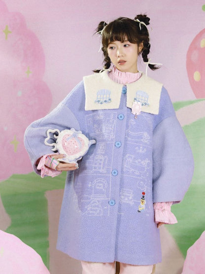 Dollhouse Embroidered Colorblocked Tweed Coat【s0000005691】