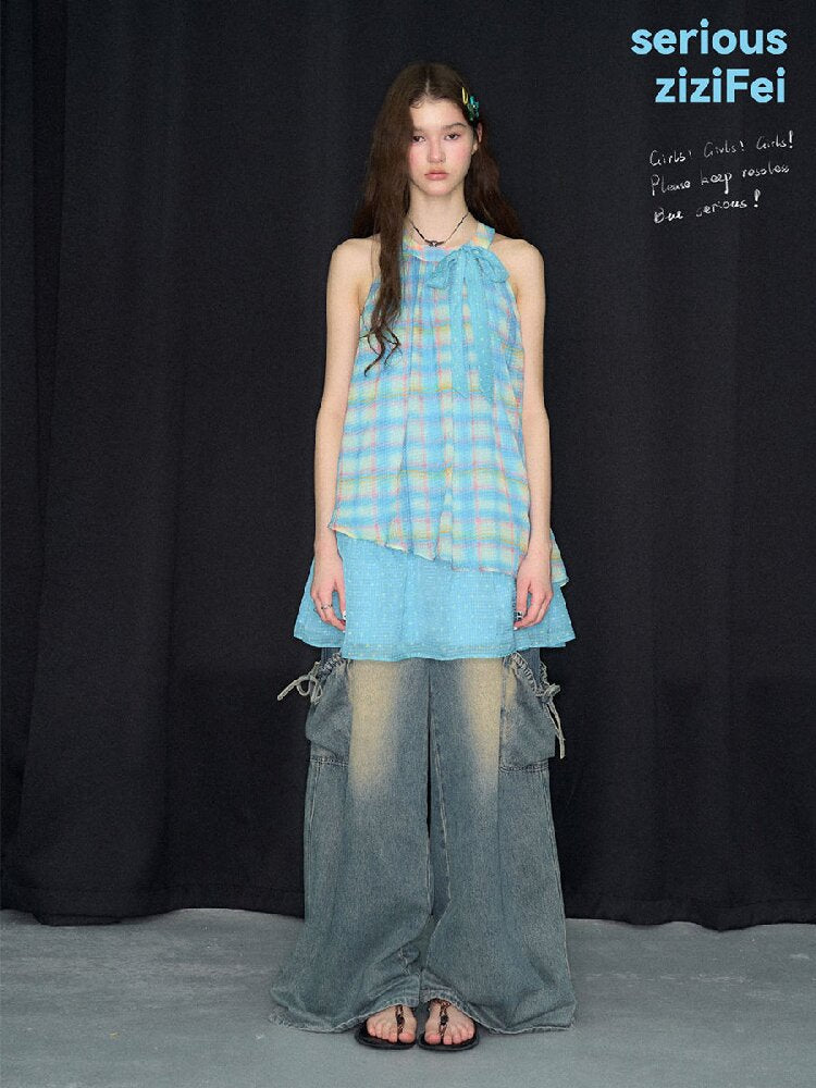 Summer Fresh Plaid Halter Dress【s0000017300】