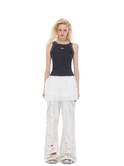 Lace layered loose punk ballet casual pants【s0000012980】