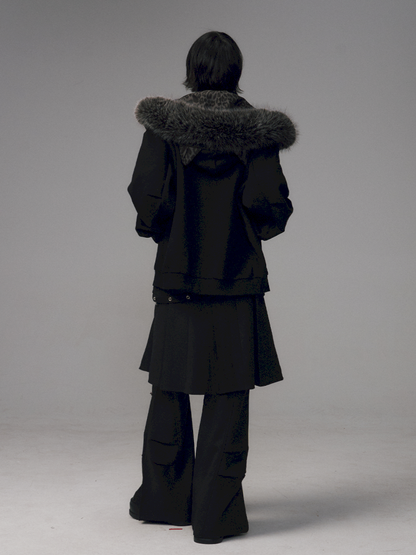 Cat Ears Leopard Print Fleece Hooded Jacket【s0000014708】