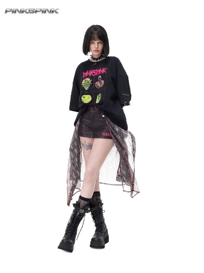 Shimmer Mesh Shirt Patchwork Skirt【s0000017719】