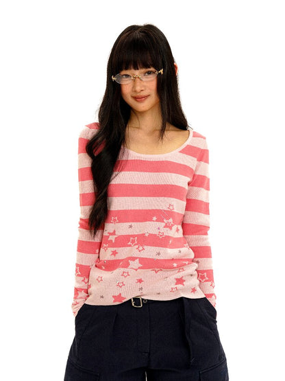 Irregular Star Stripe Diamond Top【s0000016117】