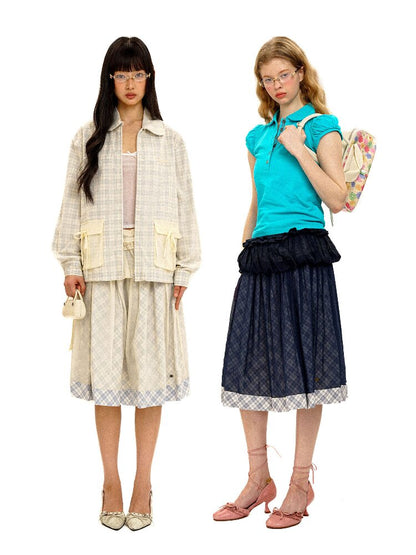 Thin Plaid Bow Spliced Skirt【s0000016087】