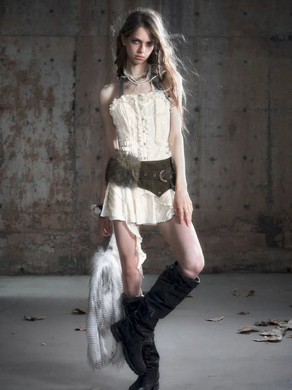 Patchwork Fringe Pocket Waist Belt【s0000013964】