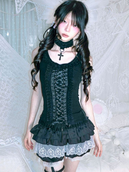 Tie-back tank top/short-sleeved shirt【s0000012692】