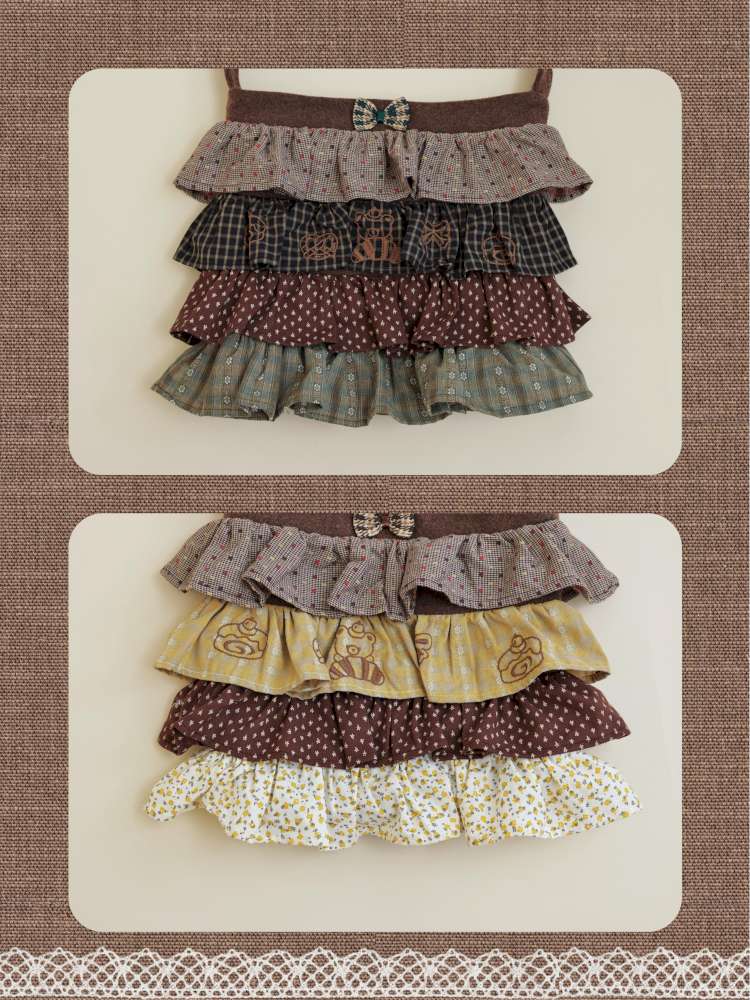 Vintage Plaid Floral Wool Cake Bag【s0000014847】