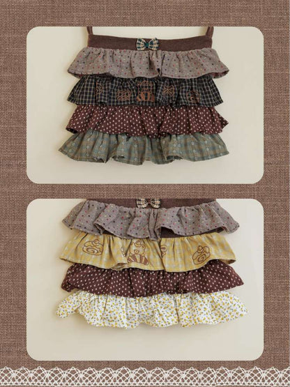 Vintage Plaid Floral Wool Cake Bag【s0000014847】