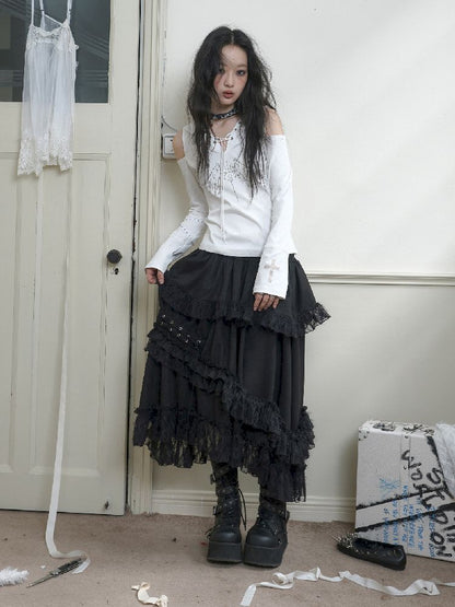 IRREGULAR LONG CAKE UMBRELLA SKIRT [S0000010723]