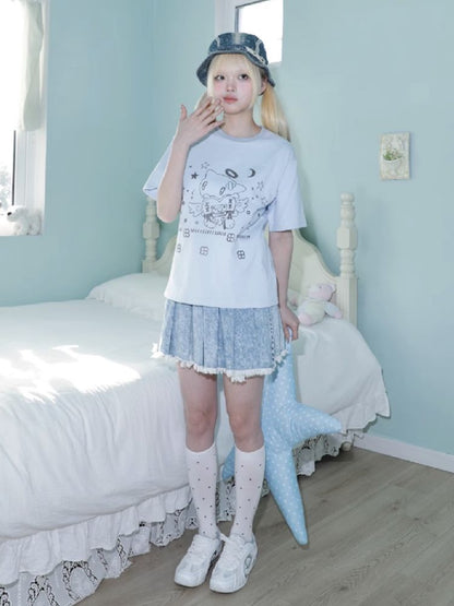 Angel Cat Short Sleeve T-Shirt【s0000012200】