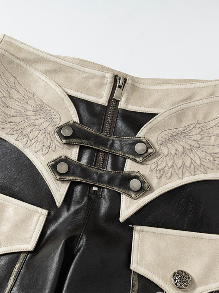 Fake Two Pieces Leather Trousers【s0000015542】