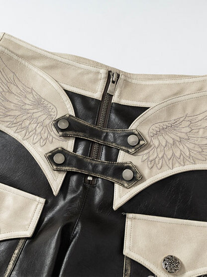 Fake Two Pieces Leather Trousers【s0000015542】