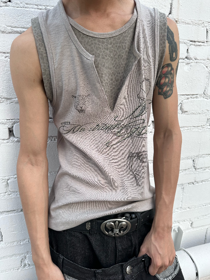Drunk Riff Leopard Print Vest【s0000016969】