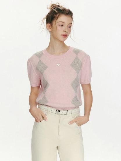 Twilight Flower Diamond Knit Top【s0000015676】