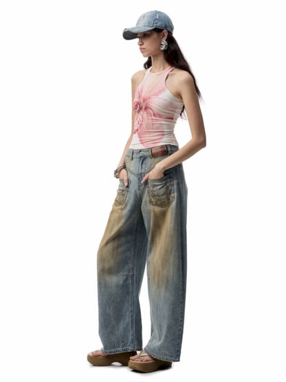 Floral Printing Hot Rhinestone Work Vest【s0000012406】