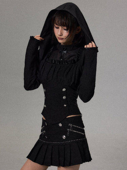 Palace Dark Cross Hooded Lace Top【s0000018494】
