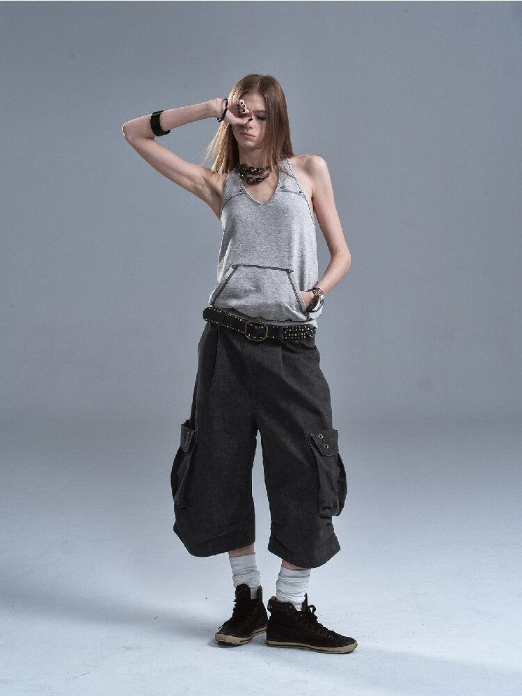 Halterneck Rivet Split Terry Vest【s0000016902】