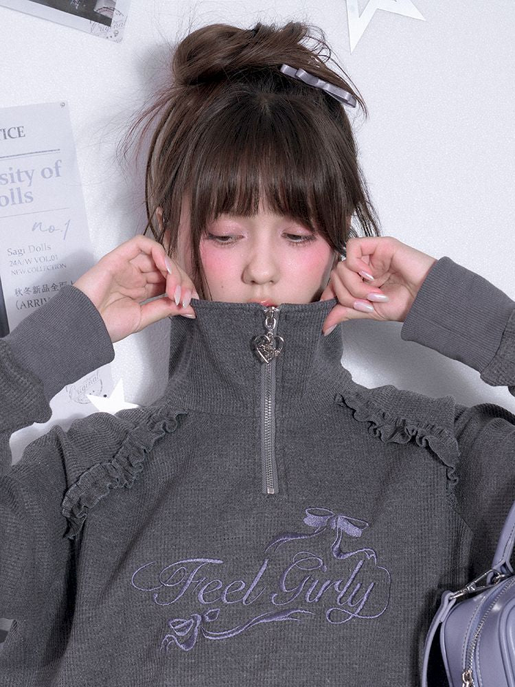 Half high neck Long Sleeve Sweatshirt【s0000011667】