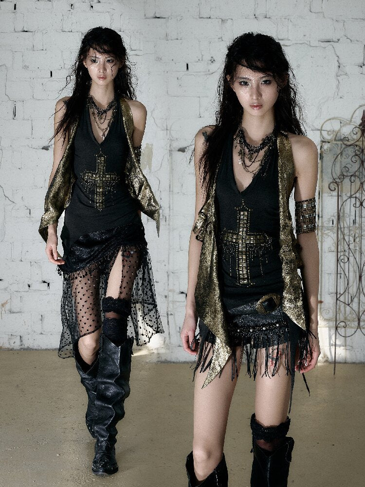 Vintage Punk Two-Piece Long Tank Top【s0000017243】