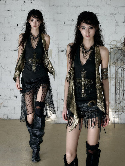 Vintage Punk Two-Piece Long Tank Top【s0000017243】