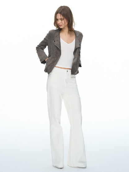 Vintage Suede Slim Cropped Jacket【s0000015859】