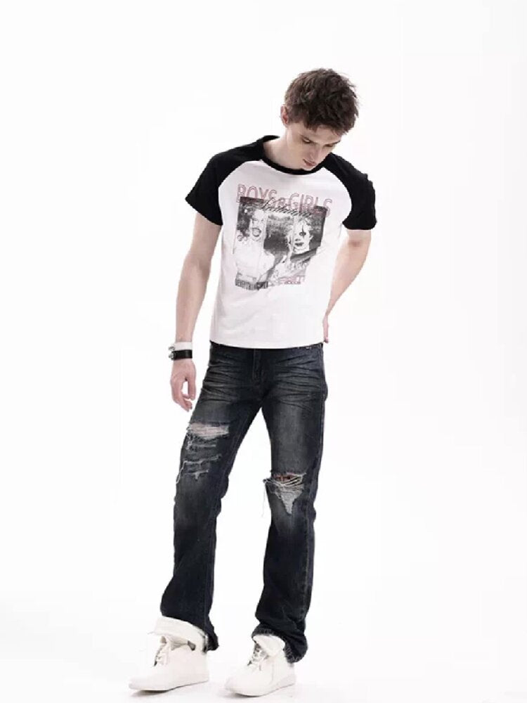 Record Slogan Patchwork T-Shirt【s0000018282】