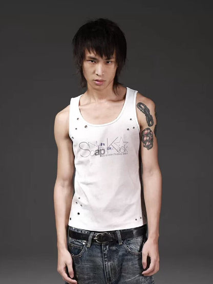 Distressed Irregular Rivet U-Vest【s0000018267】