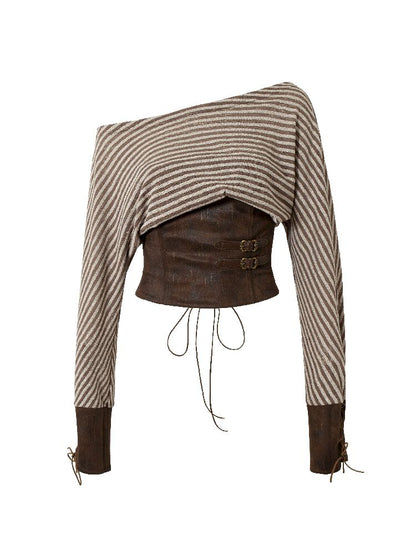 One Neck Tie Long Sleeve Short Top【s0000011832】